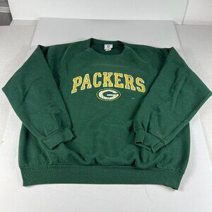 Y2K NFL Green Bay Packers Football Sweatshirt Extra Large Green Stained Crewneck